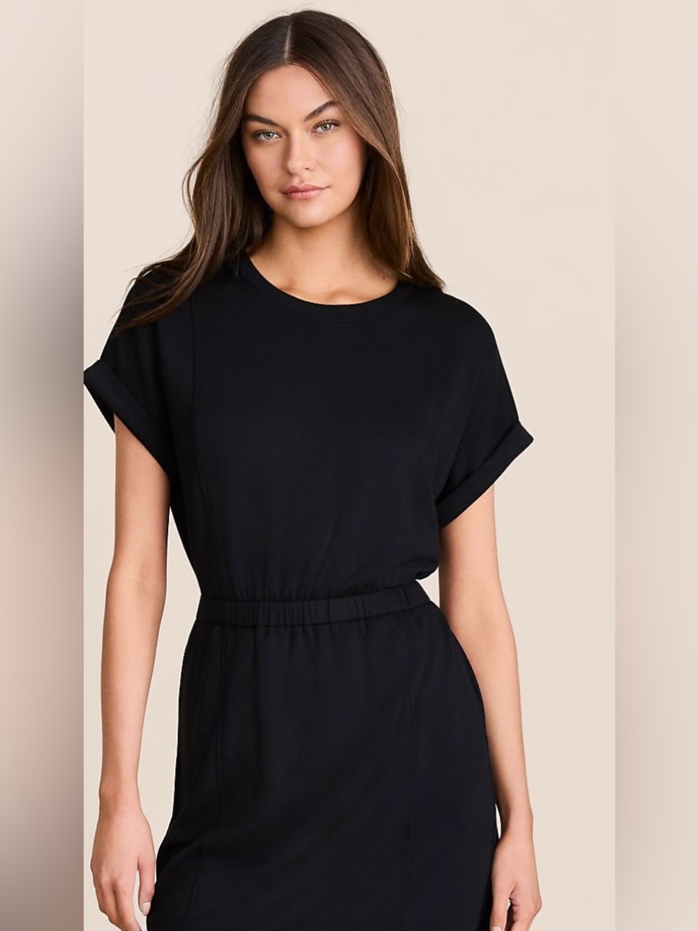 H&M Black Short Sleeve Elastic-Waist Dress